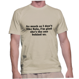 As much as I don't like Solo, I'm glad she's the one behind us.