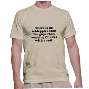 There is no schleppier look for guys than wearing Chucks with a suit.