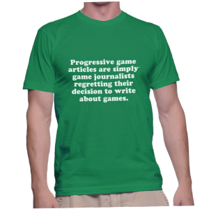 Progressive game articles are simply game journalists regretting their decision to write about games.