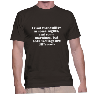 I find tranquility in some nights, and some mornings, but both feelings are different.