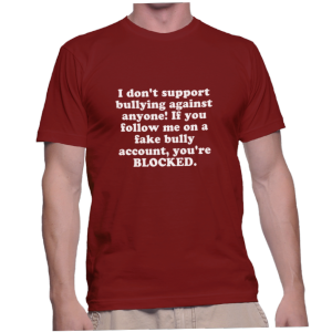 I don't support bullying against anyone! If you follow me on a fake bully account, you're BLOCKED.